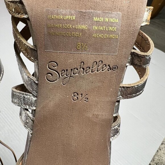 Seychelles Charter Heels Strappy Sandals Size 8.5 Leather Silver - Picture 13 of 16
